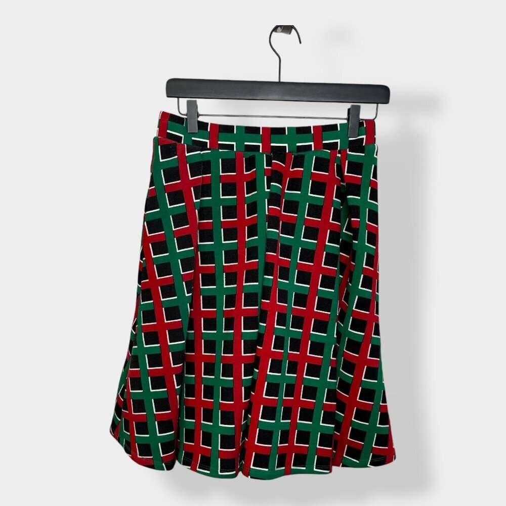 New Lularoe Madison Red and‎ Green Skirt